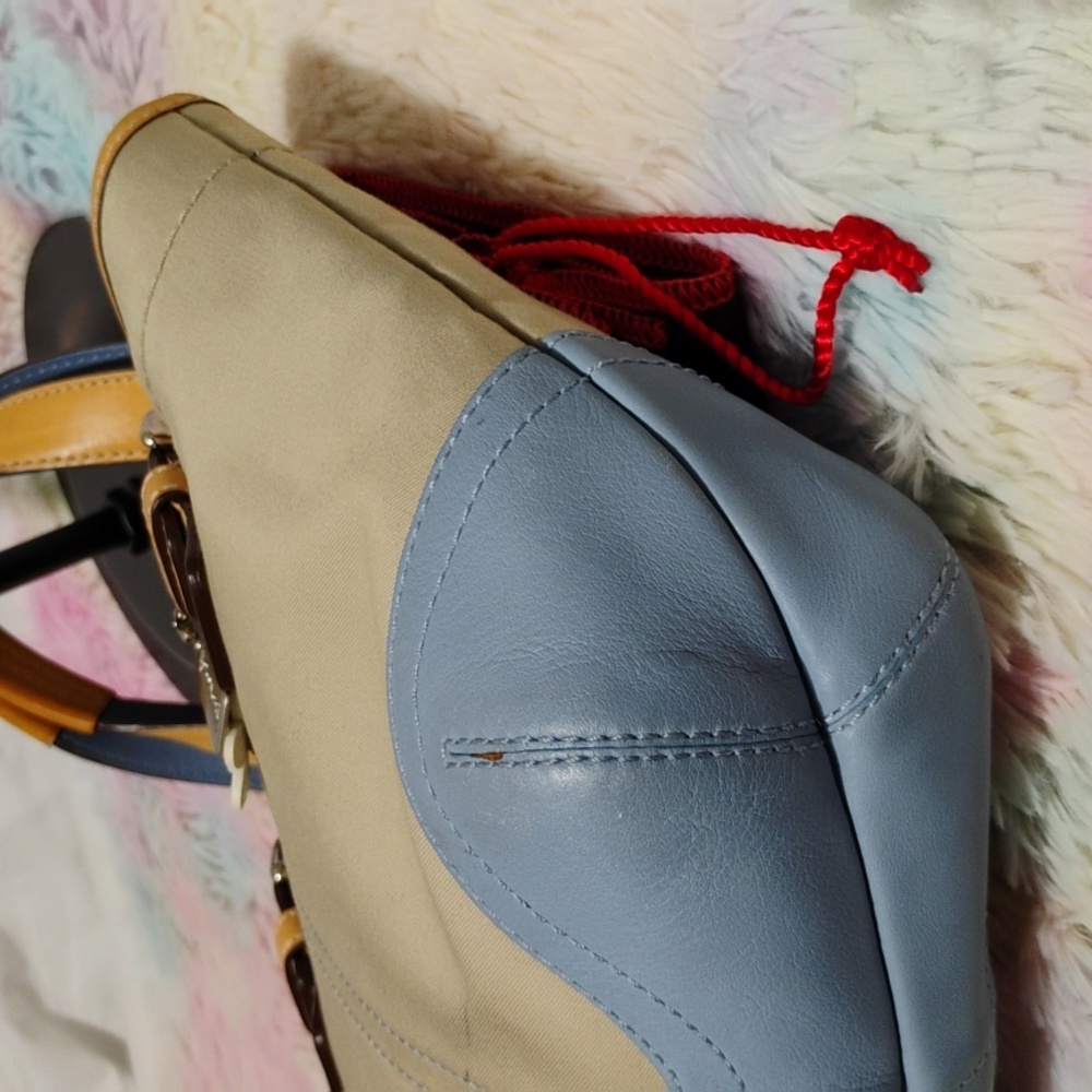 Coach Y2K Blue/Tan Denim & Leather Mini Shoulder Bag W Dust Bag - Picture 8 of 14